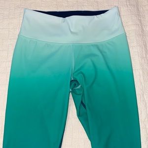 athletes green elation ombré 7/8 running leggings